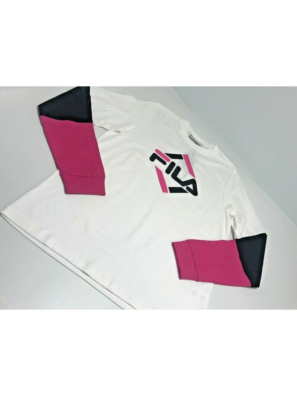 Men's Fila White | Pink | Black Long Sleeve Tee Shirt